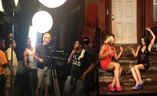 NY DIVERSITY IN ACTION: In front of and behind the camera, the cast and crew of Battery Park. Photo credit: Mandy MacDonald.