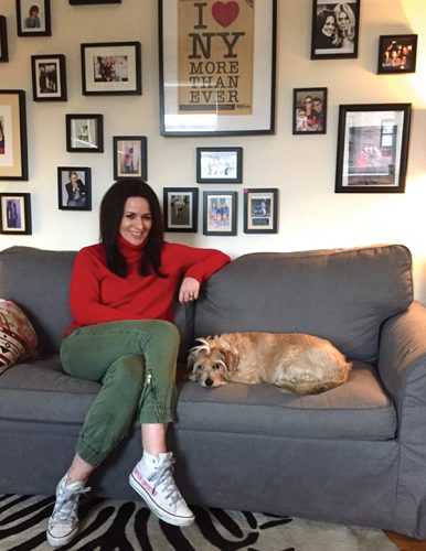 "I LOVE NY MORE THAN EVER": Sophie Gruetzner with her dog Tompkin in her West Village apartment.  Photo credit: Stefan Mentz.