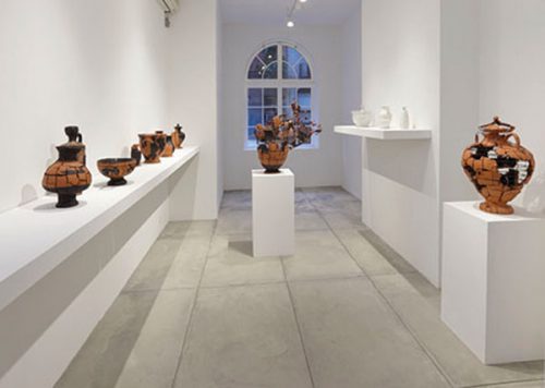 A VENUE THAT DOESN'T SHY AWAY FROM CHALLENGING THE NORMS OF THE POTTERY WORLD: The Jane Hartsook Gallery during an artist installation, showcasing the innovative minds of Greenwich House Pottery artists. Photo by Adam Welch.